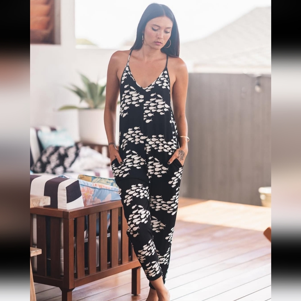 Ava Sky Black and White Jumpsuit